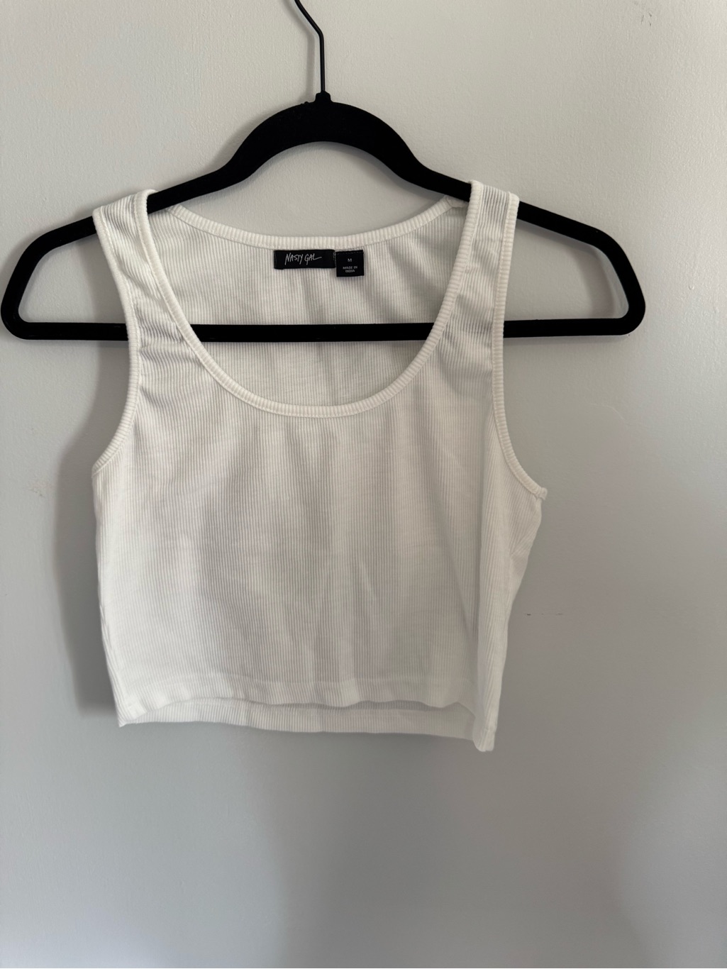 Nasty Gal White Ribbed Crop Tank Top